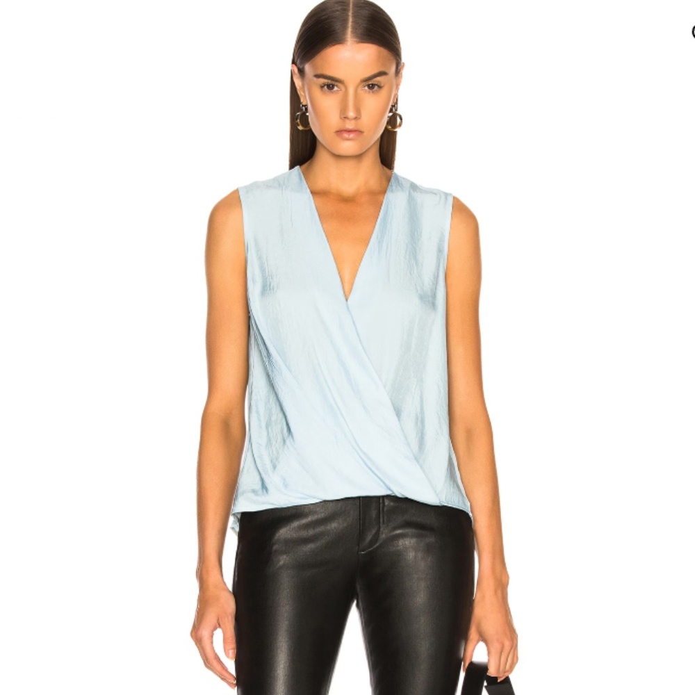 Rag & Bone Victor Women's Silk Blouse in Sky Blue - Picture 3 of 10